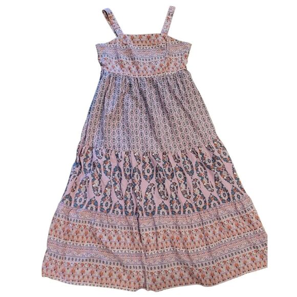 Knox Rose Dress Women's Large Pink Sleeveless Block Print Tiered Maxi Boho - Picture 2 of 7